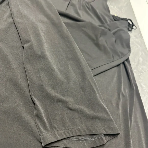 Black polyester peekaboo shoulder dress-flowy and comfortable! Like new. - Picture 7 of 7